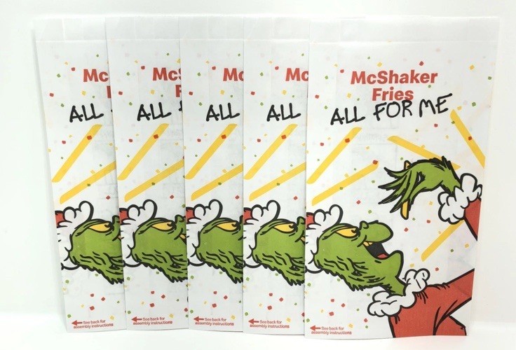 McDonald’s The Grinch Meal Pickle Fry Shaker Bags Lot Of 19 New Unused Bags Only