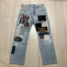 KAPITAL Patchwork Denim Pants Light Blue Size 32