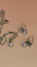 Marlene Hounam Sterling Silver Opalite Necklace & Earrings Set MH 925 Heart