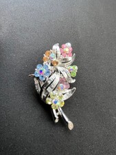 Brosche Blumenstrauß Glitzer, bunt, 6,0 cm