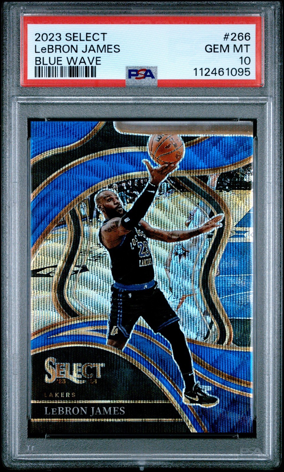 2023 Select LeBron James Blue Wave /75 Courtside #266 PSA 10 Lakers