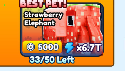 Soccer Training  6.7T power Strawberry Elephant Best Pet of the Game 5000 Robux