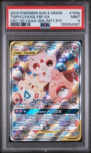 PSA 9 Togepi Cleffa Igglybuff GX 143a/236 Cosmic Eclipse Pokemon