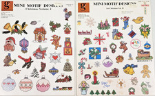 Vtg Christmas Pattern Books 1982 Needlepoint Bead Cross Stitch MINI MOTIF 2p Set