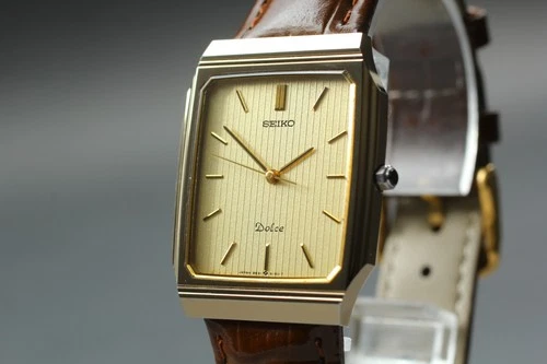 [Near MINT] 1991 Vintage SEIKO Dolce 9531-5160 Gold Quartz Men's Watch New Band