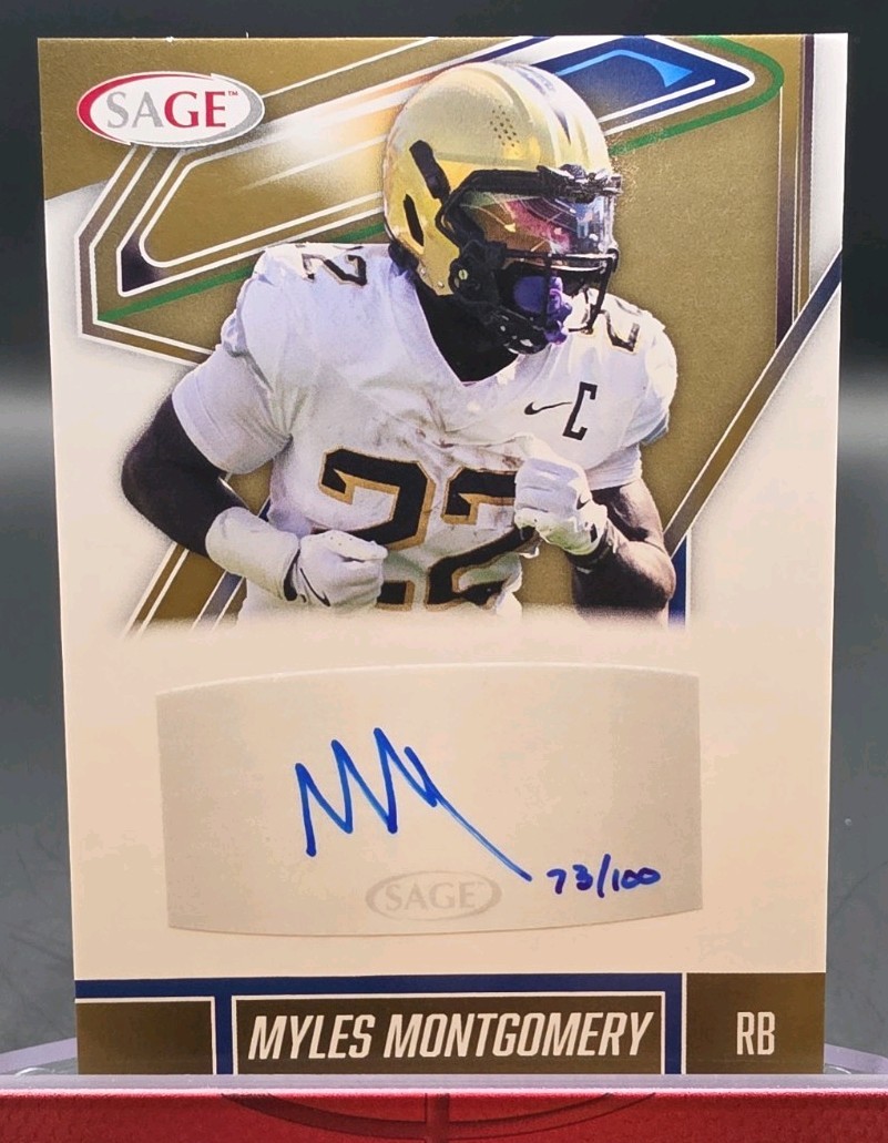 2025 Sage Myles Montgomery Autograph Numbered 73/100 Patriots RB