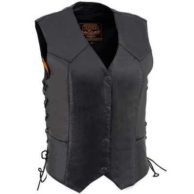 Milwaukee Leather Womens Premium Classic Leather Motorcycle Rider Vest