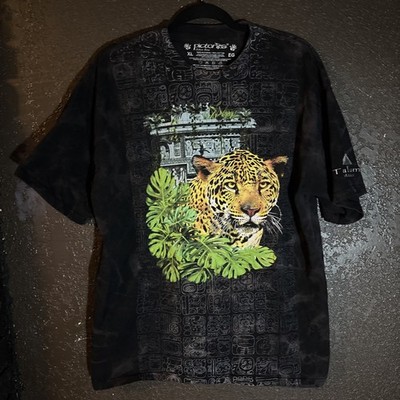 Leopard Radical Nature T-Shirt Vintage 90s All-Over Print, Size XL Tulum Mexico