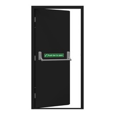 Jet Black Emergency Fire Exit Metal Door & Frame (RAL 9005)