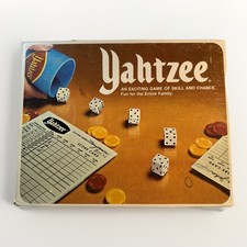 Vintage Yahtzee Dice Game w Cup Chips Instructions Lowe Milton Bradley
