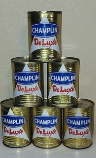 6 Vintage Champlin DeLuxe Oil Cans For Display Empty