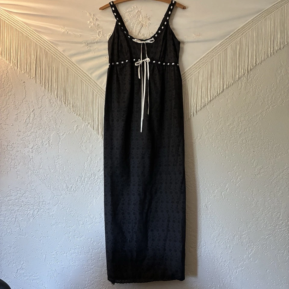 Vestido maxi Betsey Johnson anos 90 preto babydoll tamanho pequeno - Imagem 2 de 4