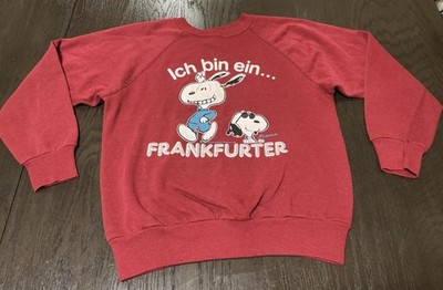 Vintage Peanuts Snoopy 1958 Artex Ich Bin Ein Frankfurter Sweatshirt Sz S