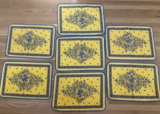 Set of 7 French Country Provence Floral Yellow 2 SIDED QUILT PLACEMATS 14” x 19”