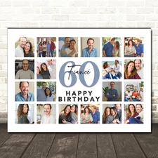 Photo Collage 60th Birthday Gift For Fianc� 20-Photo Landscape Print Or Canvas
