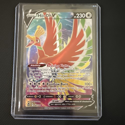 holographic ho oh card value PokeDATA proof acrylic case and featuring a striking image of the captivating character Ho-Oh V - Silver Tempest