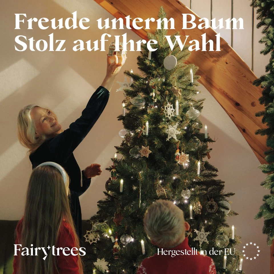 FairyTrees Weihnachtsbaum künstlich | FICHTE Natur mit Christbaum Holzständer | - Bild 2 von 4