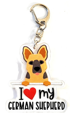German Shepherd Love Dog Acrylic Keychain Gift Pet Lover Bag Charm Accessory
