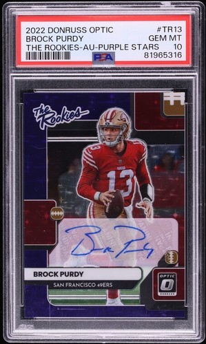 Brock Purdy [Autograph Purple Stars] #TR-13 2022 Panini Donruss Optic The Rookies card