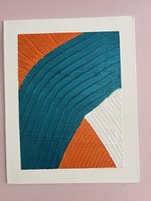ZEN - Abstract Textured Canvas Panel in Teal, White, and Orange, 8x10