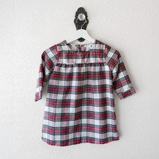 Pottery Barn Kids 3T Red Green Plaid Flannel Nightgown  Holiday Pajamas