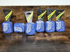 6 Gosili Reusable Silicone Straw COBALT Travel Size Compact Tin NEW