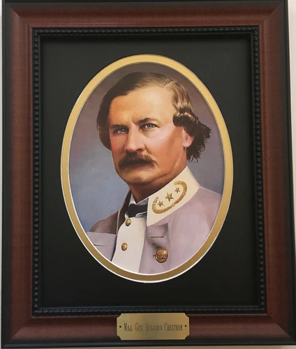 Major Gen. Benjamin Cheatham Civil War General framed photo plaque hand colored