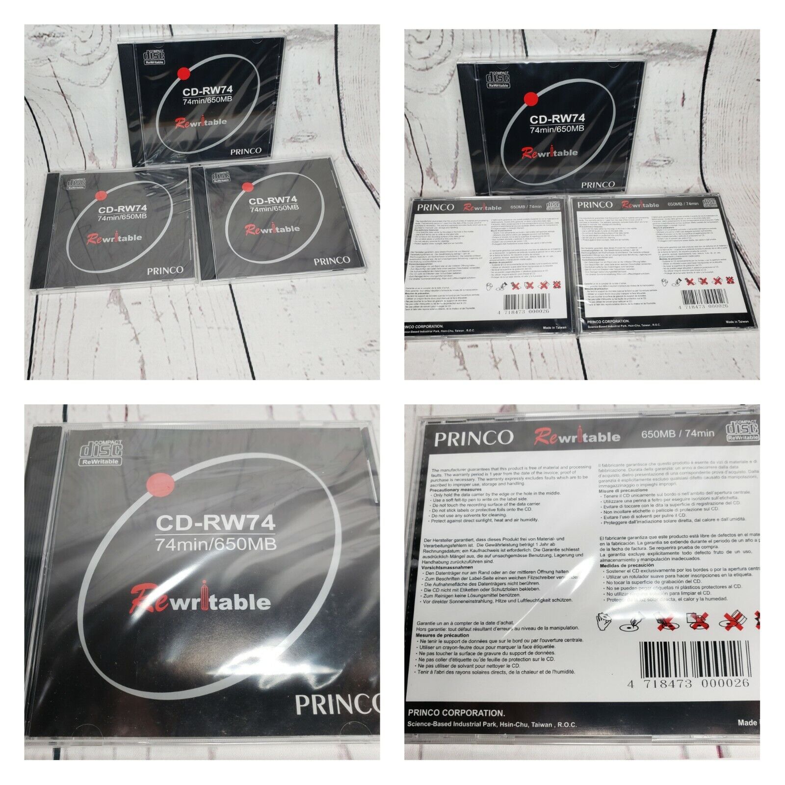 3 Princo Rewritable CD-RW Disk Sealed 650mb 74Min Disc Media Slim Case 