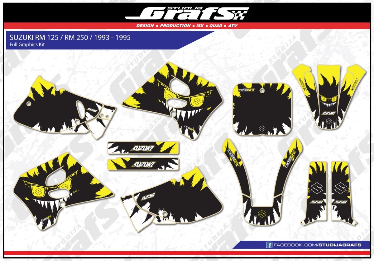 1993 1994 1995 Graphics Kit For SUZUKI RM125 RM250 RM 125 250