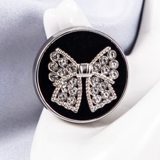3x Bow Rhinestones Metal Buttons Decor for DIY Coat Sewing Sweater Shirt New UK