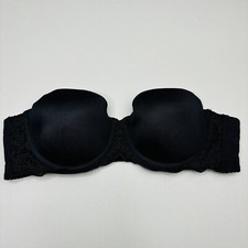 Maidenform Push Up Strapless Bra 38B Black Nylon Lined Underwire 9905