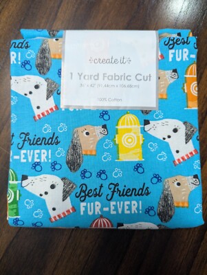 NEW Create It  1 Yard Precut - Dog Forever Print 100% Cotton Quilt Fabric 