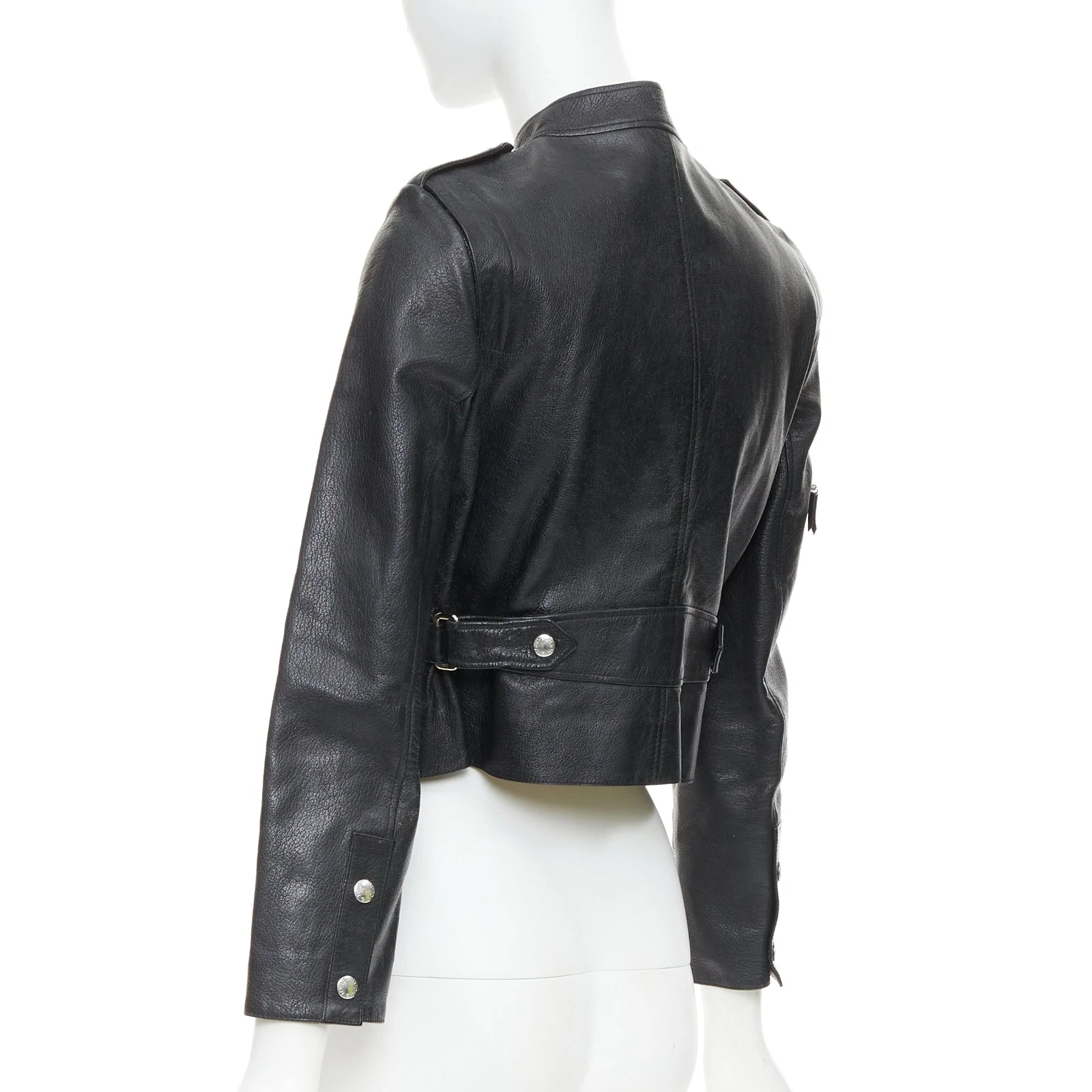 LOUIS VUITTON（LV） Giacca biker LOUIS VUITTON pelle di capra nera LV zip cropped FR36 S