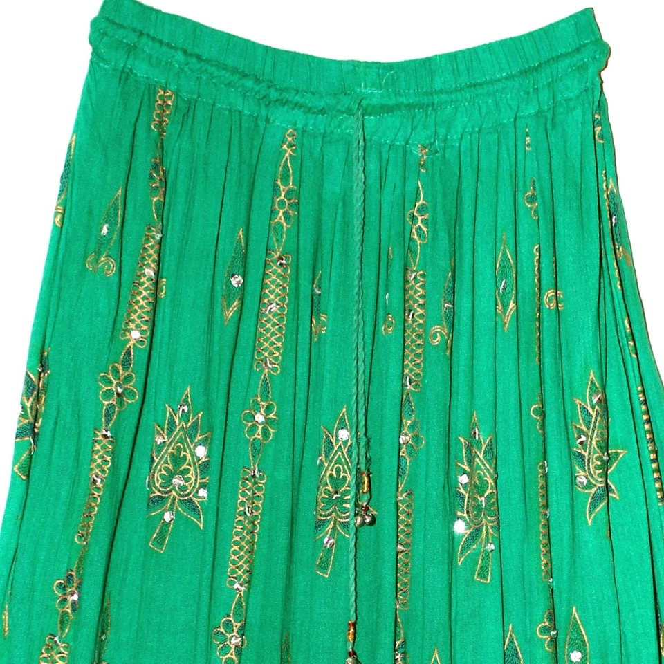 Plus Size 3X/4X/5X/6X Indian Ethnic Sequin Maxi Floral Skirt For Women Boho - Image 2 of 4