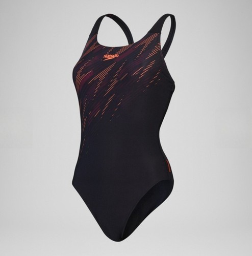 Speedo Womens Swimsuit HyperBoom Placement Muscleback-Blk/Red/Plum UK14 RRP £42 - Picture 3 of 6