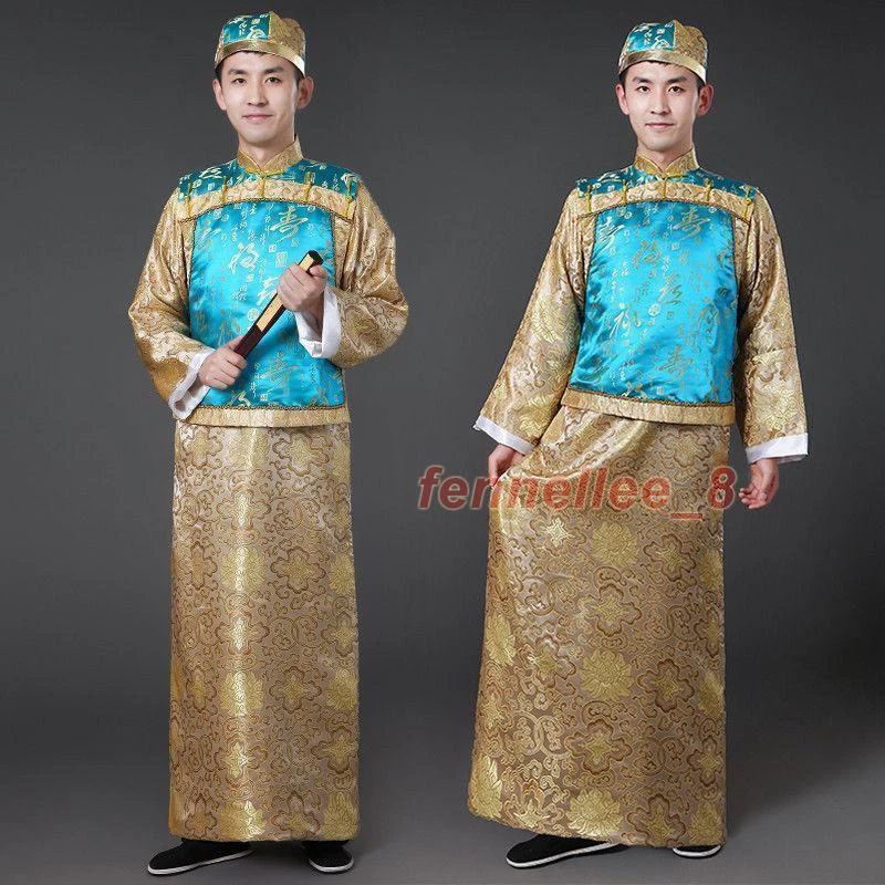 Disfraz de disfraz tradicional chino para hombre ropa Qing príncipe emperador túnica espectáculo Foto 3 de 4