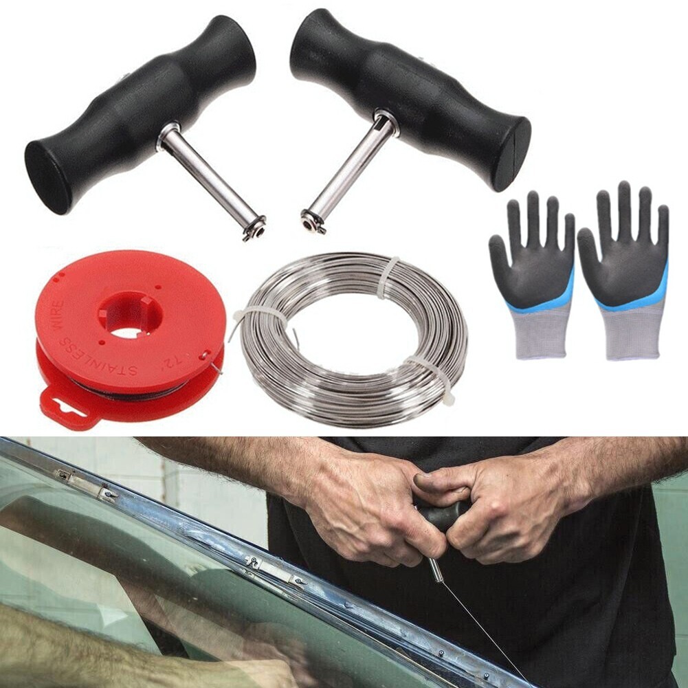 Compact Car Windshield Removal Kit Portable Black Handle Windscreen