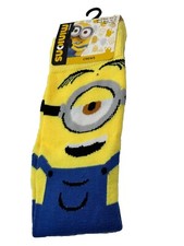 Minions Novelty Crew Socks 1 Pair Multicolor Shoe 6 1/2-12