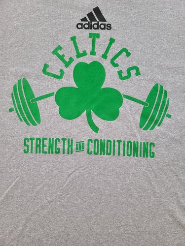 Boston Celtics Gray Adidas Strength And Conditioning Large Tee 22 X 24 New