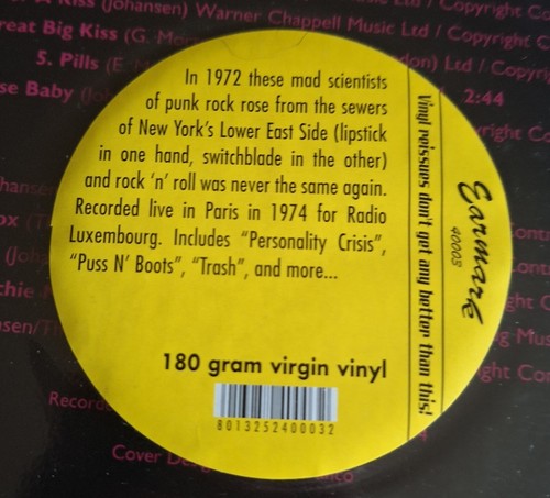 New York Dolls – Live In Concert (Paris 1974) VINYL 180 Gram Vergin Vinyl - Picture 3 of 6