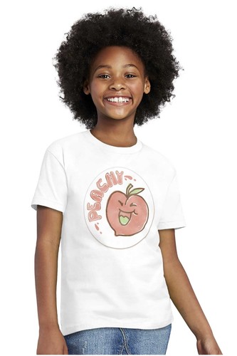 Vintage Distressed Peachy Fruit Pun Sticker Youth Crewneck T Shirts Boy or Girl - Picture 3 of 7