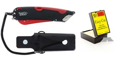 Easy Cut 2000 RED Safety Box Cutter Knife Easycut & 81 Count Box of Blades