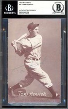 Tommy Henrich Beckett BAS Signed 1947-66 Exhibits Autograph