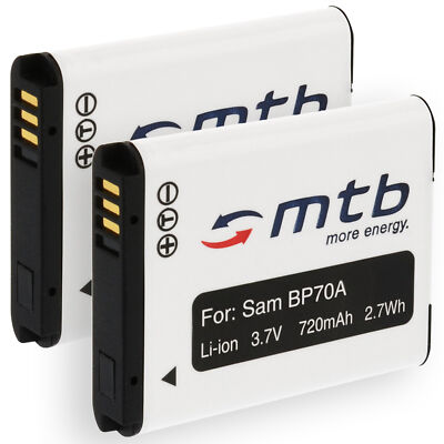 2 Akkus EA-BP70A BP-70A für Samsung PL20, PL80, PL90, PL100, PL120, PL170, PL200