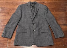 CHAPS Ralph Lauren Gray Check Mens 42 Wool Patched Elbow Suit Jacket Coat Blazer