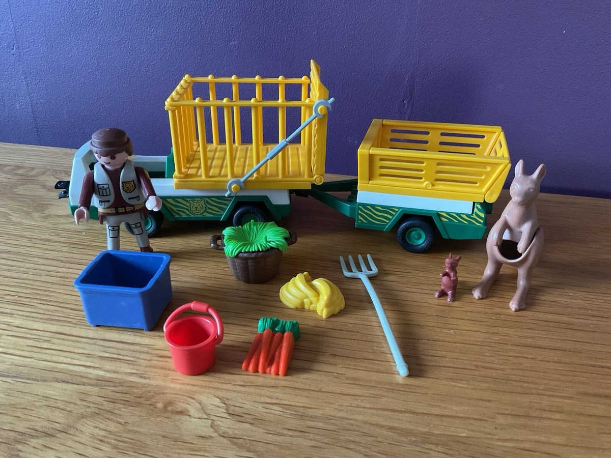 Playmobil Zoo Transporter (3242) Kangaroo Cage Car Trailer