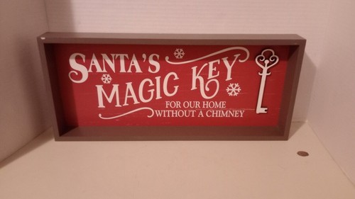 Wooden reverable Gather / Santa's Key Table Top Sign Approx. 16x7 Inches - Picture 3 of 4