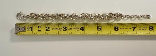 Vtg 925 Sterling Silver Scandinavian Danish Double ChainLink Adjble Bracelet 8'' - Picture 11 of 14
