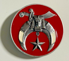 Vintage Shriners Masonic Free Masons Metal Belt Buckle Sword Crest