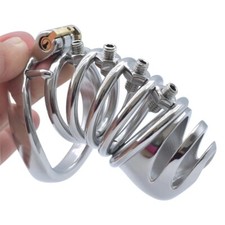 Stainless Steel Male Chastity Cage Device Men Metal Locking Belt Screw Spike 330